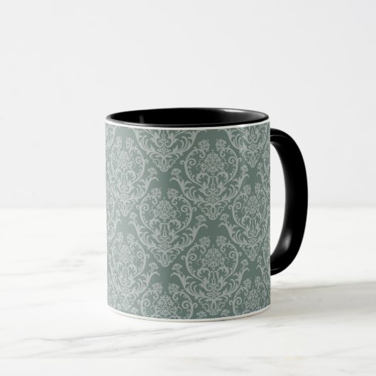 Grüne Blumentapete Tasse (VorderseiteRechts)