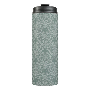 Grüne Blumentapete Thermosbecher
