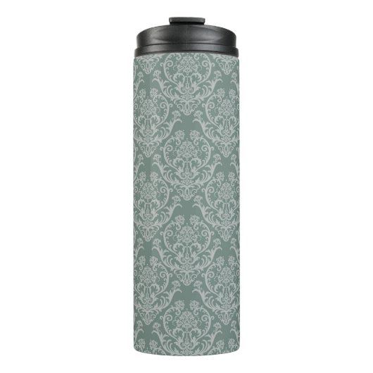 Grüne Blumentapete Thermosbecher (Vorderseite)