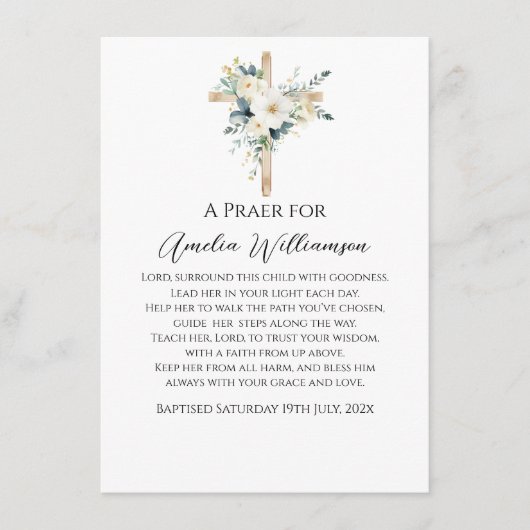 Grüne Blumentaufen Begleitkarte (Vorderseite)