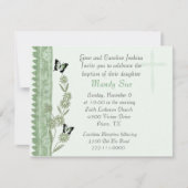 Grüne Blumentaufen Einladung (Vorderseite)