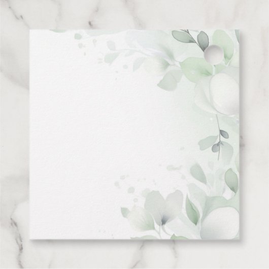 Grüne Blumentaufen Geschenkanhänger (Rückseite)