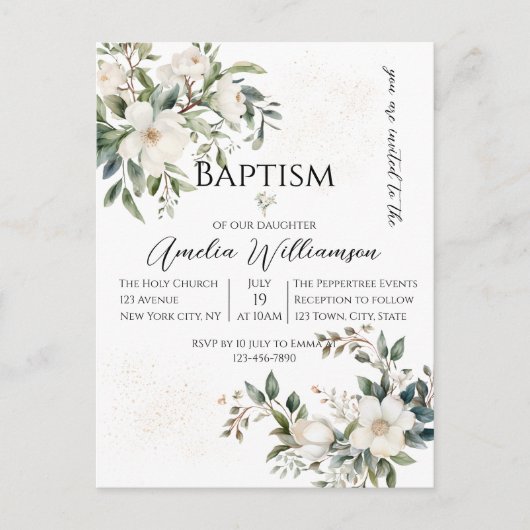 Grüne Blumentaufen Postkarte (Vorderseite)