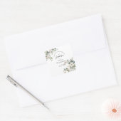 Grüne Blumentaufen Quadratischer Aufkleber (Umschlag)