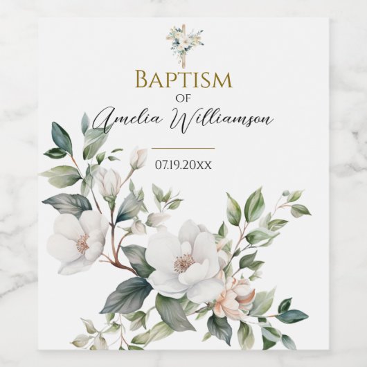 Grüne Blumentaufen Weinetikett (Einzelnes Label)