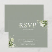 Grüne Blumentypografie Sage Green Wedding RSVP Karte (Vorne/Hinten)