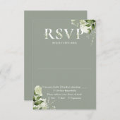 Grüne Blumentypografie Sage Green Wedding RSVP Karte (Vorne/Hinten)