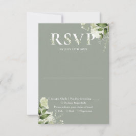 Grüne Blumentypografie Sage Green Wedding RSVP Karte