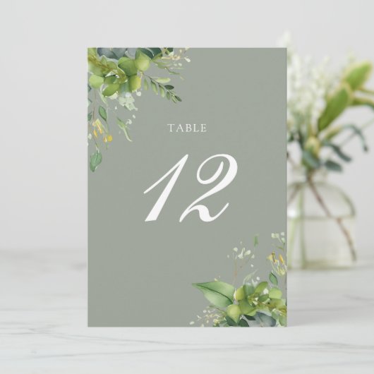 Grüne Blumenweide Grüne Tischnummer (Stehend Vorderseite)