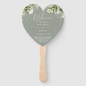 Grüne Blumenweihe Grünes Hochzeitsprogramm Herz Fächer (Vorderseite)