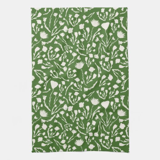 Grüne Blumenweihnachtsdekor Geschirrtuch (Vertikal)