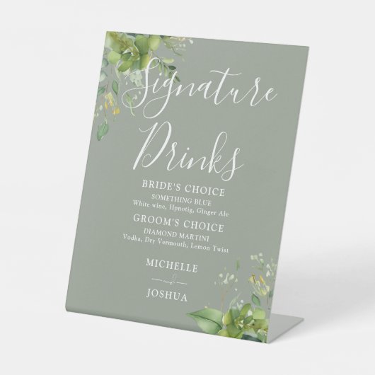 Grüne Blumenwein Grüne Signature Drinks Sockelschild (Vorderseite)