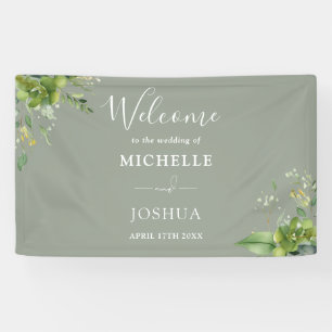 Grüne Blumenzage Grüne Hochzeit Willkommen Banner