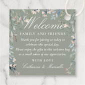 Grüne Blumenzange Begrüßung Begrüßungskörbe Geschenkanhänger (Rückseite)