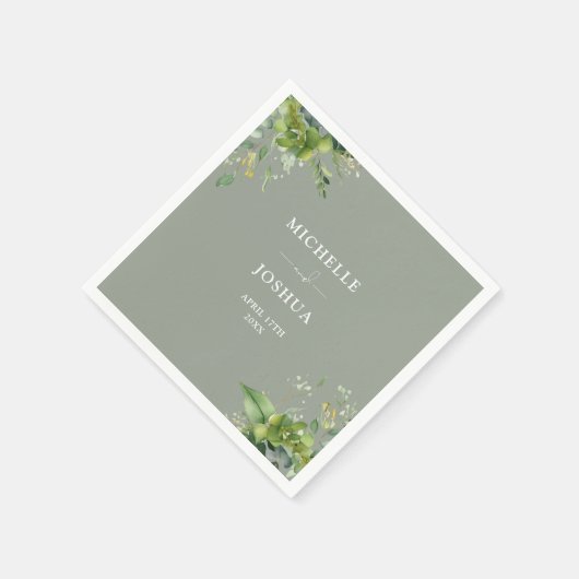 Grüne Blumenzwiebeln Moderne Schönheit Grüne Hochz Serviette (Ecke)