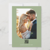 Grüne Blumige Foto- und QR-Code-Hochzeit Einladung (Rückseite)