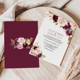 Grüne Blush Burgundy Bloral Wedding Einladung