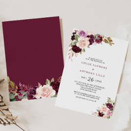 Grüne Blush Burgundy Bloral Wedding Einladung