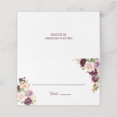 Grüne Blush Burgundy Bloral Wedding Platzkarte (Außenseite Aufgefaltet)