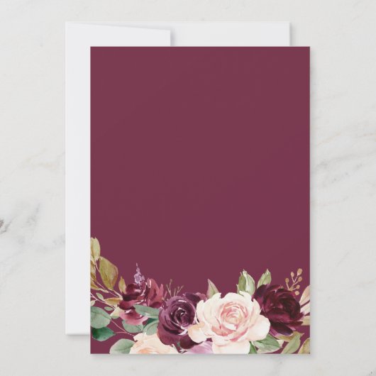 Grüne Blush Burgundy Spanische Hochzeit Einladung (Rückseite)