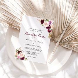 Grüne Blush Burgundy Spanische Hochzeit Einladung