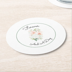 Grüne Blush Pfirsich Orchideen Blumen Hochzeit Runder Pappuntersetzer