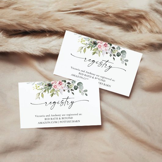 Grüne Blush Pink Babydusche Registrierung Begleitkarte