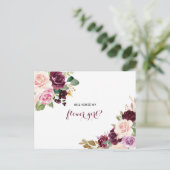 Grüne Blüte Burgundy Blumenmaus Einladungspostkarte (Stehend Vorderseite)