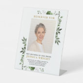 Grüne Blüte Gerettet Hochzeit eines Fotos mit Sitz Sockelschild (Vorderseite)