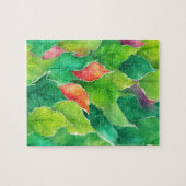 Grüne Blüte mit Herbstblättern Puzzle (Horizontal)