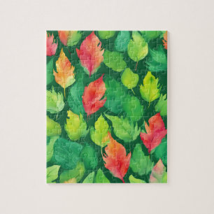Grüne Blüte mit Herbstblättern Puzzle
