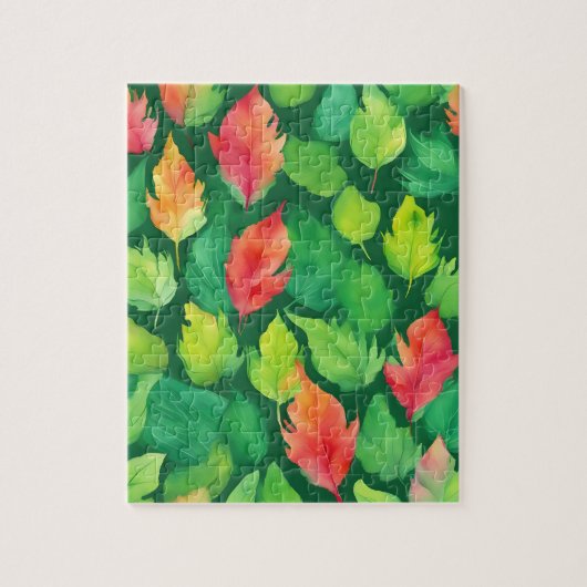Grüne Blüte mit Herbstblättern Puzzle (Vertikal)