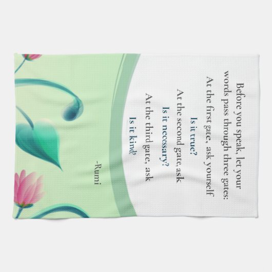 Grüne Blüte mit inspirierendem Zitat Geschirrtuch (Horizontal)