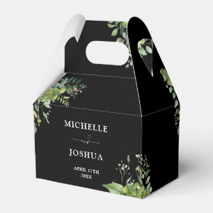 Grüne Blüte Moderne Schwarz-Weiß Hochzeit Geschenkschachtel