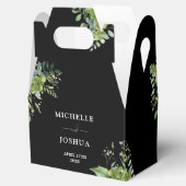 Grüne Blüte Moderne Schwarz-Weiß Hochzeit Geschenkschachtel (Geöffnet)
