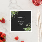 Grüne Blüte Moderne Schwarz-Weiß Hochzeit Serviette (Beispiel)