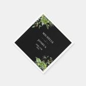 Grüne Blüte Moderne Schwarz-Weiß Hochzeit Serviette (Ecke)