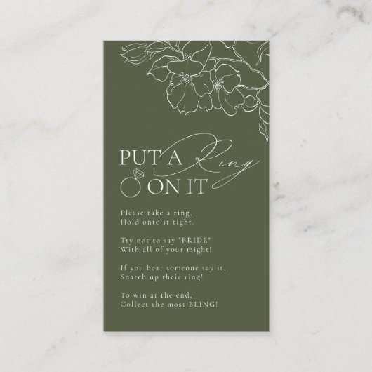 Grüne Blüte trug einen Ring auf das Brautparty Begleitkarte (Vorderseite)