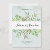 Grüne Blüte und einfache, elegante Hochzeit Einladung (Vorderseite)