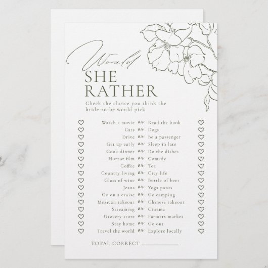 Grüne Blüte würde sie lieber Brautparty spielen (Vorne/Hinten)