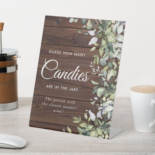 Grüne Blüten Rustikales Holz Wie viele Kanadier si Sockelschild (In SItu)