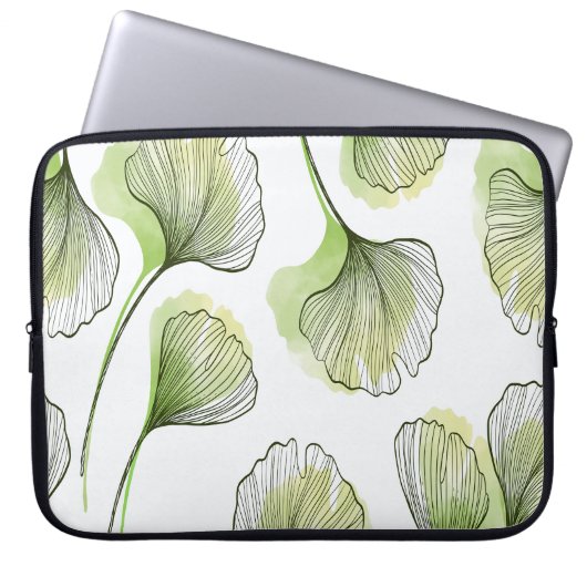 Grüne Blütenblätter Laptopschutzhülle (Vorderseite)
