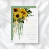 Grüne Blütenblumen Hochzeit Gold Folieneinladung