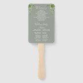 Grüne Blütenblüte Elegant Sage Green Wedding Progr Fächer (Rückseite)