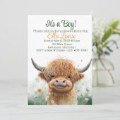 Grüne Blütendusche Hochland-Kuh Einladung (Stehend Vorderseite)