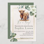 Grüne Blütendusche Hochland-Kuh Einladung (Vorne/Hinten)