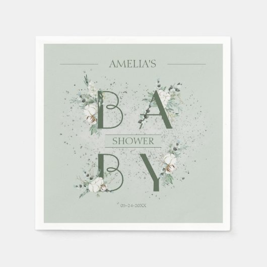 Grüne Blütendusche mit weichem Leder Serviette (Vorderseite)