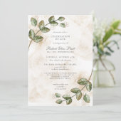 Grüne Blütengoldene Naturfeier Einladung (Stehend Vorderseite)