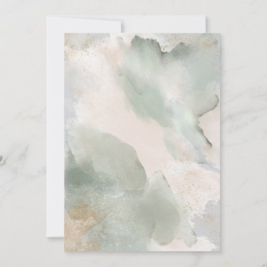 Grüne Blütengoldfarben Oval Rahmen Einladung (Rückseite)