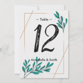 Grüne Blütengoldfolie Blätter Tischnummer (Vorderseite)